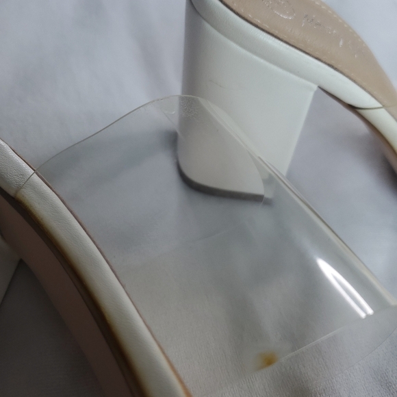 Clear Strap PVC Block Heel Open Toe with Toe Post Loop Mule Sandals - Picture 10 of 12